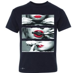 Blunt Roll Red Lips Youth T-shirt Sexy Weed Stoner